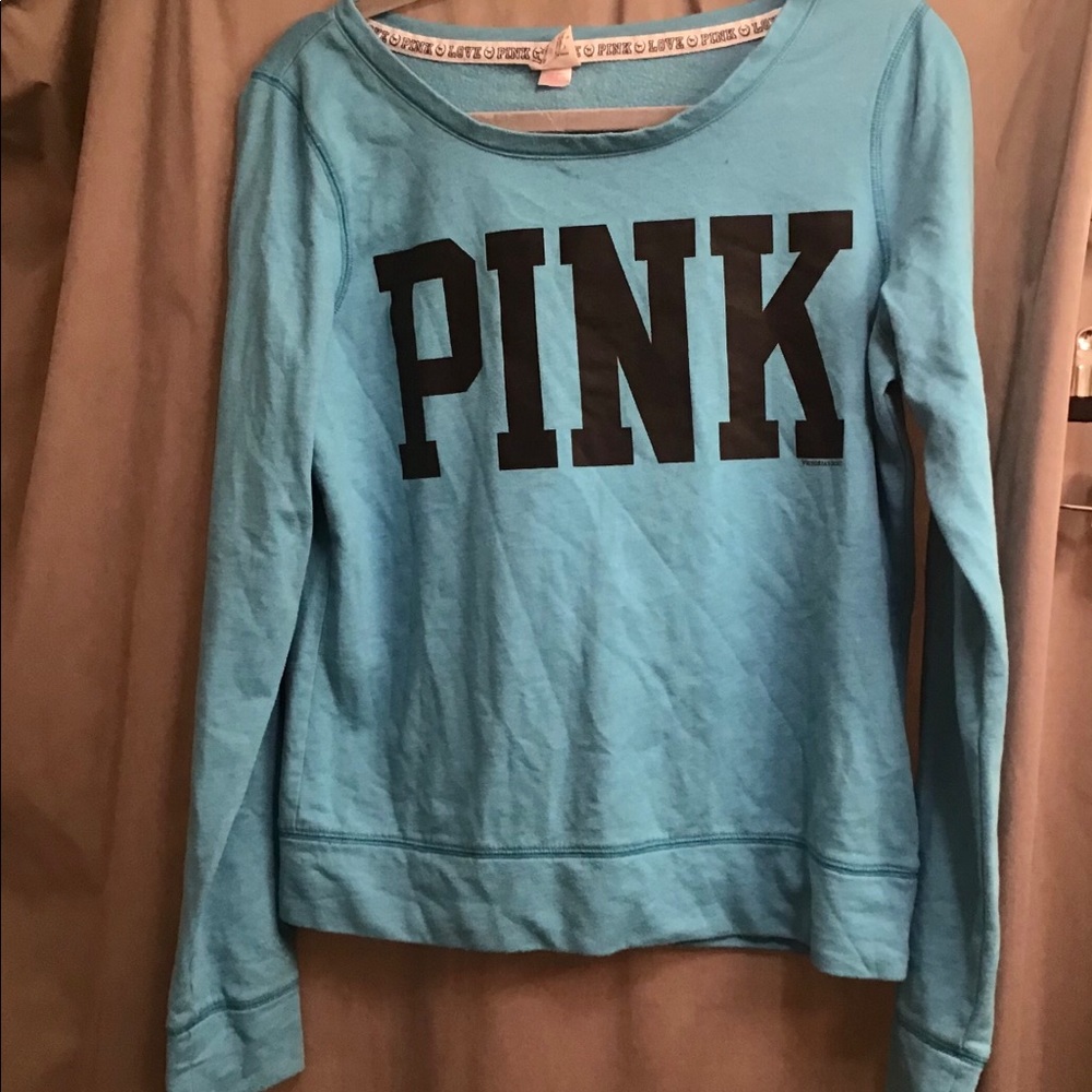 Victoria Secret PINK aqua blue pullover SZ M NWOT